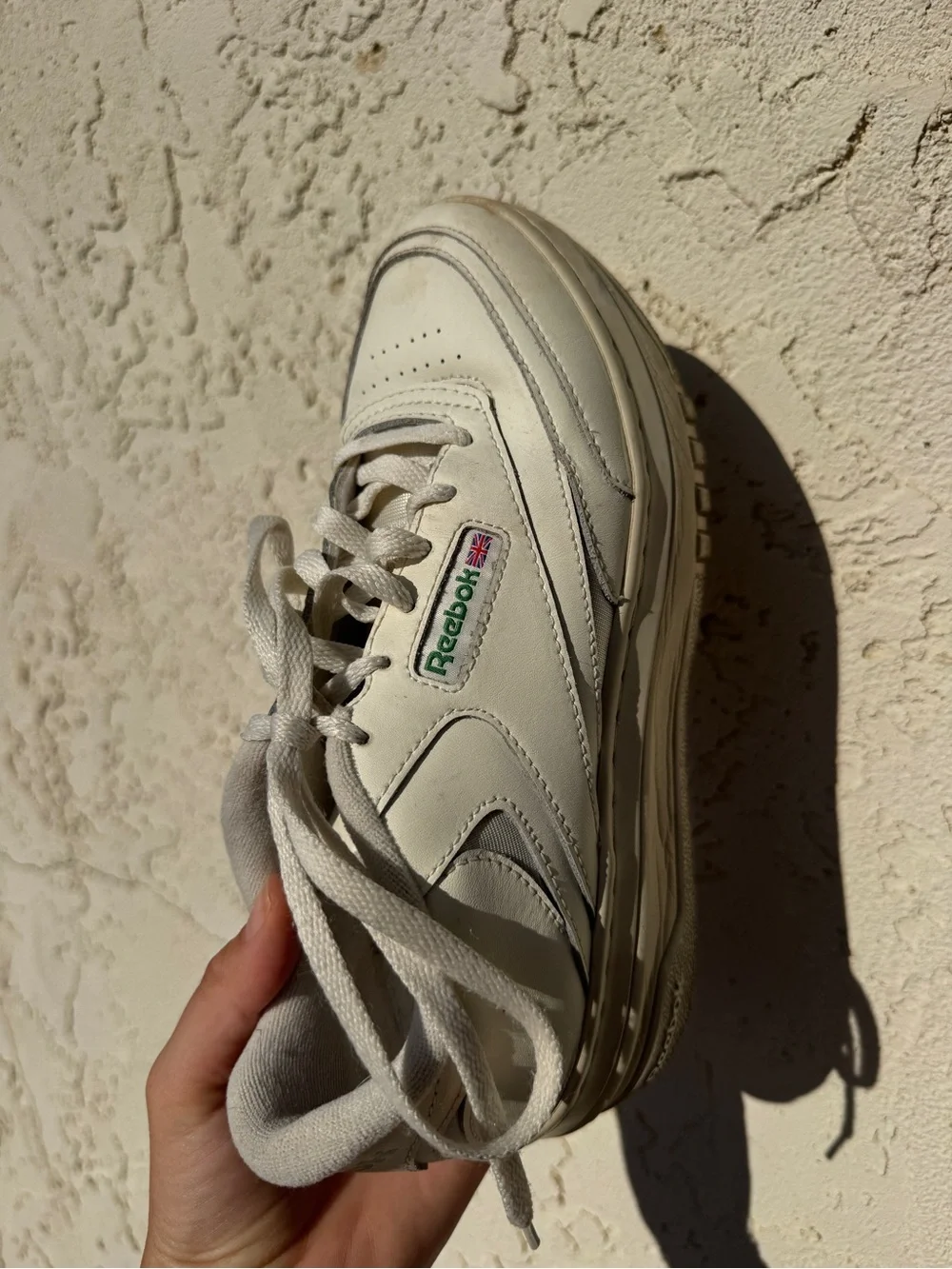 Reebok White/Cream Platform Sneakers